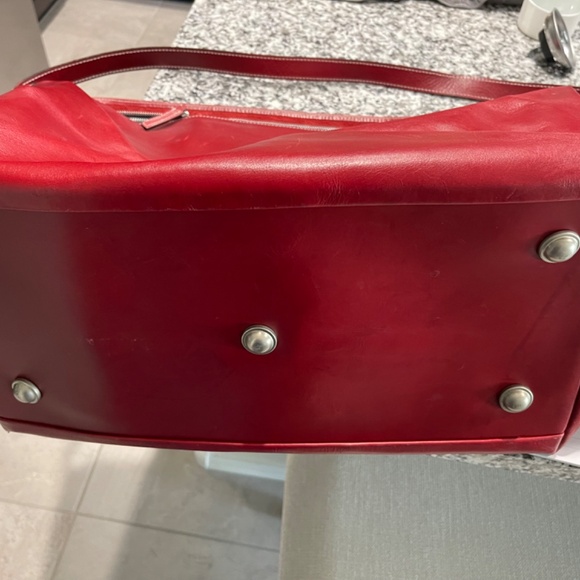 J. Jill Red Leather Weekender Travel Bag - Used - Picture 8 of 8